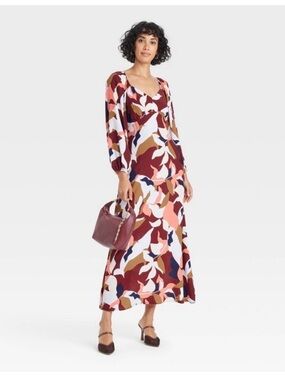 A New Day Long Sleeve Crepe Maxi A-Line Dress
